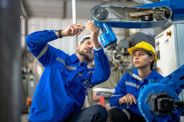 Fotografía de dos compañeros de GRUPO S3 realizando trabajos de mantenimiento preventivo
